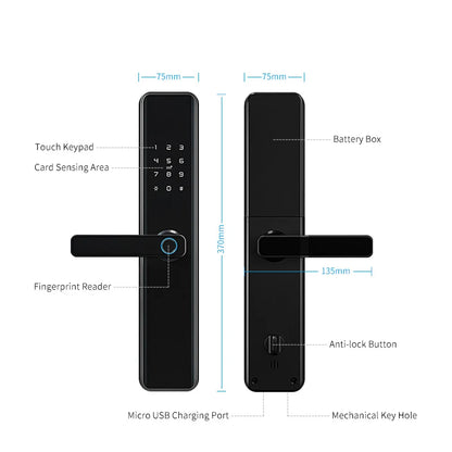 Waterproof TTLock Smart Bluetooth Door Lock – Biometric Fingerprint, Digital Code, WiFi-Enabled Electronic Intelligent Lock