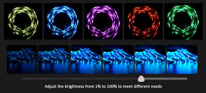 5V RGB LED Strip Lights, 1M-30M, 16 Million Colors, Music Sync, Color Changing LED Lighting for Parties and Home Decor