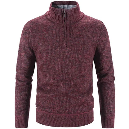 Men’s Warm Half-Zip Turtleneck Sweater – Thick Fleece Knit Pullover for Winter & Spring | Slim Fit Wool Jumper 3XL