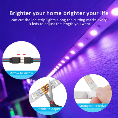 5V RGB LED Strip Lights, 1M-30M, 16 Million Colors, Music Sync, Color Changing LED Lighting for Parties and Home Decor