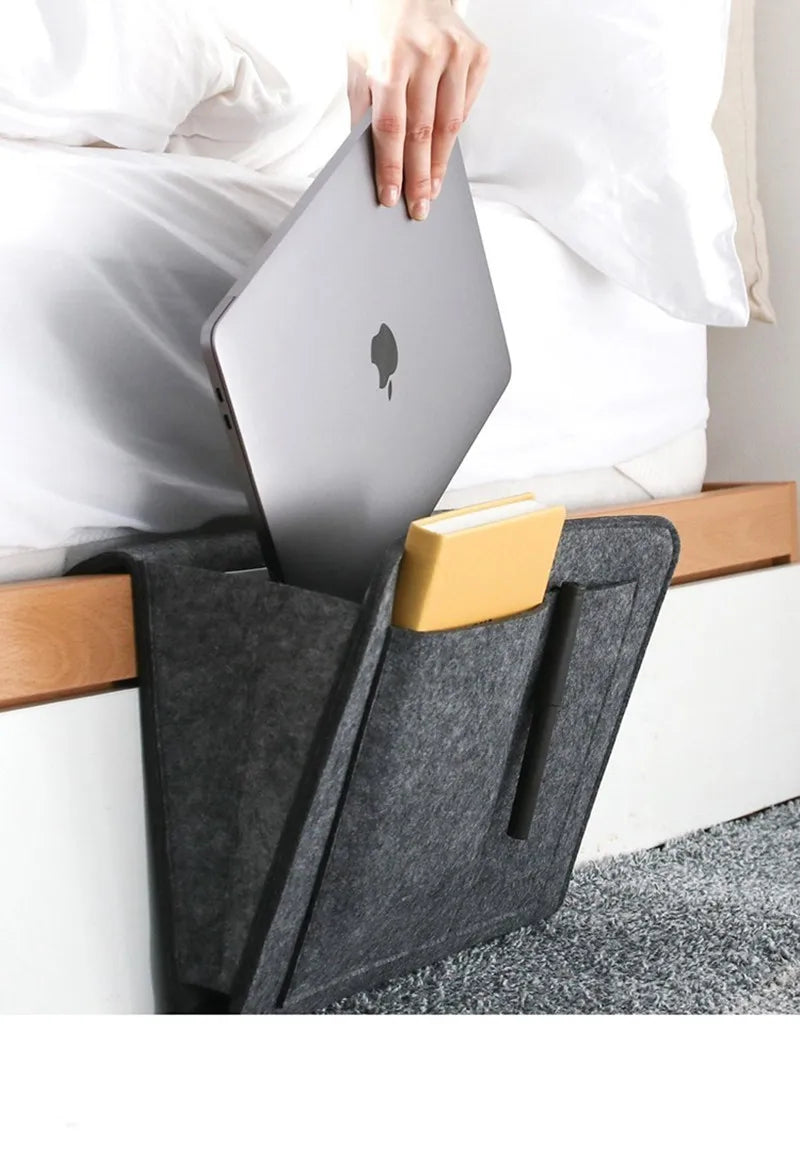 Felt Bedside Hanging Storage Organizer – Sofa, Dorm & Bedroom Caddy for Magazines, CDs, Stationery, Tablets, Phones & More