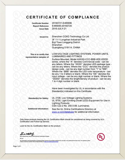 UL Certified COB LED Strip Light, High-Density 320-480 LEDs/m, 16.4ft Flexible Tape Ribbon, 3000-6500K Color Temperature, RA90 Color Rendering, DC 12V/24V