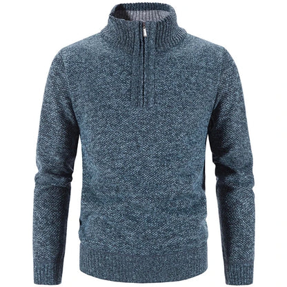 Men’s Warm Half-Zip Turtleneck Sweater – Thick Fleece Knit Pullover for Winter & Spring | Slim Fit Wool Jumper 3XL
