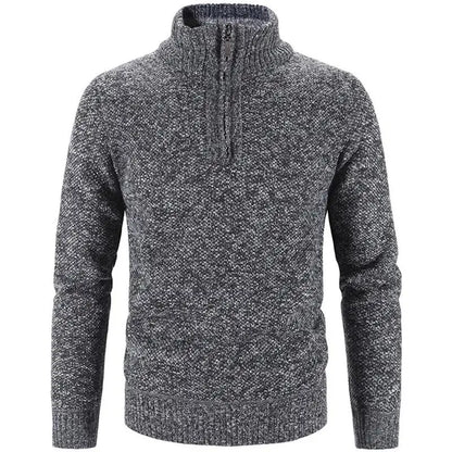 Men’s Warm Half-Zip Turtleneck Sweater – Thick Fleece Knit Pullover for Winter & Spring | Slim Fit Wool Jumper 3XL