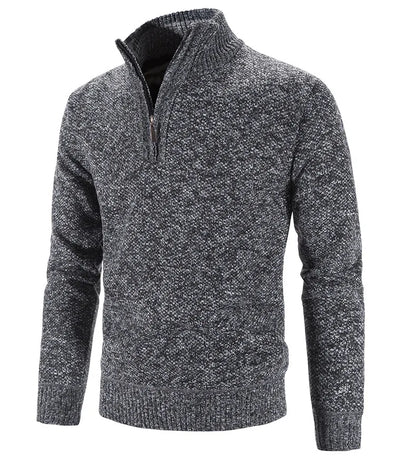 Men’s Warm Half-Zip Turtleneck Sweater – Thick Fleece Knit Pullover for Winter & Spring | Slim Fit Wool Jumper 3XL