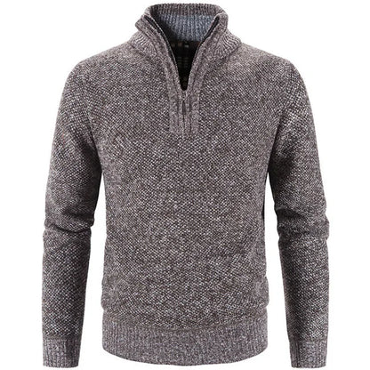 Men’s Warm Half-Zip Turtleneck Sweater – Thick Fleece Knit Pullover for Winter & Spring | Slim Fit Wool Jumper 3XL