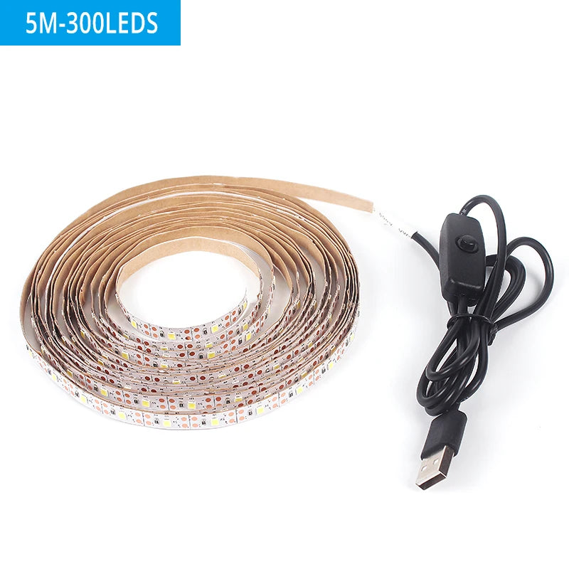 USB 5V LED Strip Light with Switch – Flexible 2835 SMD Light Tape for TV, Monitor, and Home Decoration &nbsp;