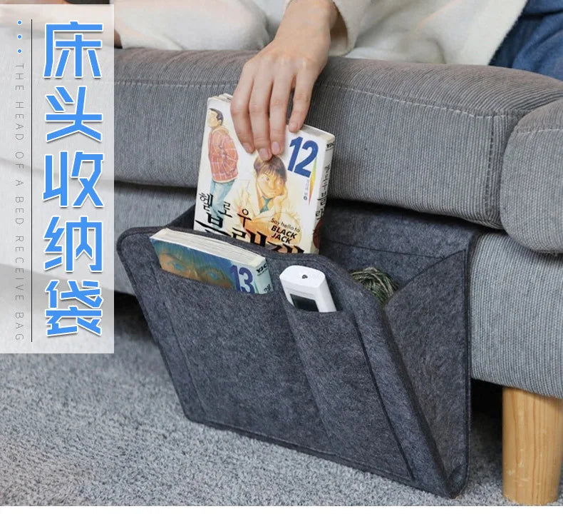 Felt Bedside Hanging Storage Organizer – Sofa, Dorm & Bedroom Caddy for Magazines, CDs, Stationery, Tablets, Phones & More