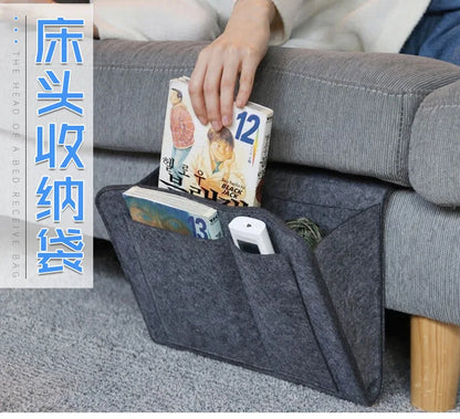 Felt Bedside Hanging Storage Organizer – Sofa, Dorm & Bedroom Caddy for Magazines, CDs, Stationery, Tablets, Phones & More