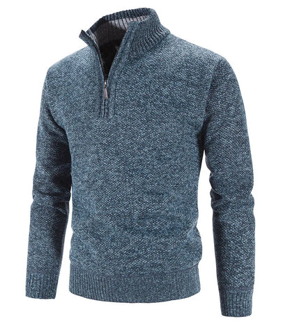 Men’s Warm Half-Zip Turtleneck Sweater – Thick Fleece Knit Pullover for Winter & Spring | Slim Fit Wool Jumper 3XL
