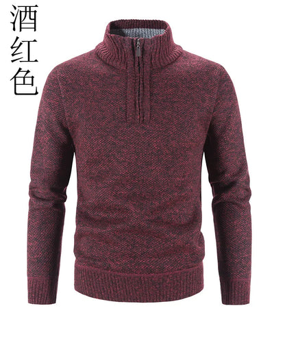 Men’s Warm Half-Zip Turtleneck Sweater – Thick Fleece Knit Pullover for Winter & Spring | Slim Fit Wool Jumper 3XL