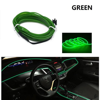 1/2/3/5M Flexible EL Neon Wire LED Strip for Car Interior Decoration, USB Powered DIY Ambient Party Lighting