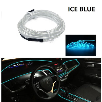 1/2/3/5M Flexible EL Neon Wire LED Strip for Car Interior Decoration, USB Powered DIY Ambient Party Lighting