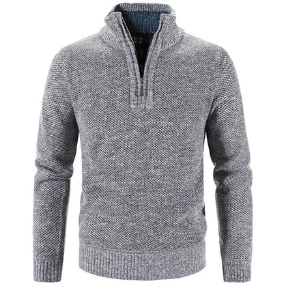 Men’s Warm Half-Zip Turtleneck Sweater – Thick Fleece Knit Pullover for Winter & Spring | Slim Fit Wool Jumper 3XL