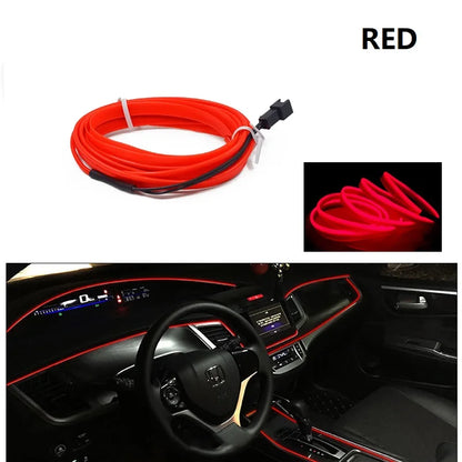 1/2/3/5M Flexible EL Neon Wire LED Strip for Car Interior Decoration, USB Powered DIY Ambient Party Lighting