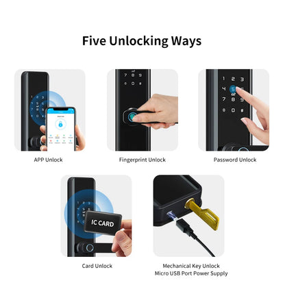 Waterproof TTLock Smart Bluetooth Door Lock – Biometric Fingerprint, Digital Code, WiFi-Enabled Electronic Intelligent Lock