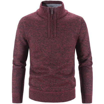 Men’s Warm Half-Zip Turtleneck Sweater – Thick Fleece Knit Pullover for Winter & Spring | Slim Fit Wool Jumper 3XL