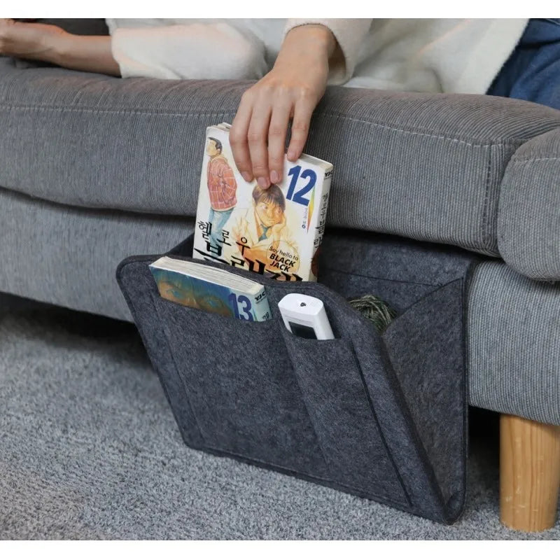 Felt Bedside Hanging Storage Organizer – Sofa, Dorm & Bedroom Caddy for Magazines, CDs, Stationery, Tablets, Phones & More