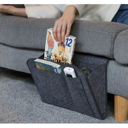 Felt Bedside Hanging Storage Organizer – Sofa, Dorm & Bedroom Caddy for Magazines, CDs, Stationery, Tablets, Phones & More