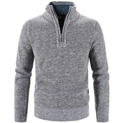 Men’s Warm Half-Zip Turtleneck Sweater – Thick Fleece Knit Pullover for Winter & Spring | Slim Fit Wool Jumper 3XL