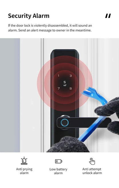 Waterproof TTLock Smart Bluetooth Door Lock – Biometric Fingerprint, Digital Code, WiFi-Enabled Electronic Intelligent Lock