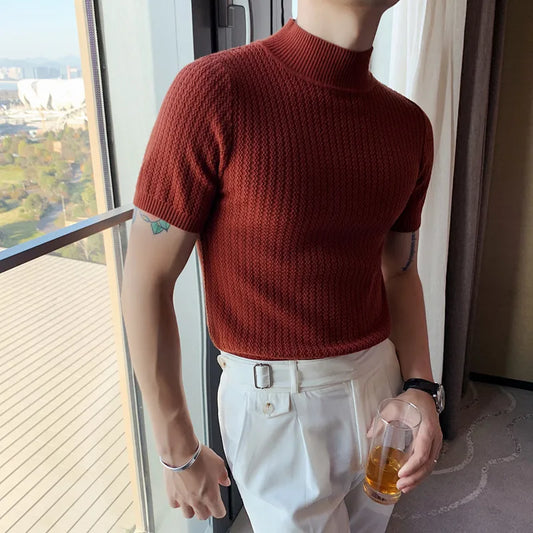 Men’s Slim Fit Turtleneck Sweater – Korean Style Casual Pullover for Autumn &amp; Winter, Luxury Knitwear Available up to 4XL