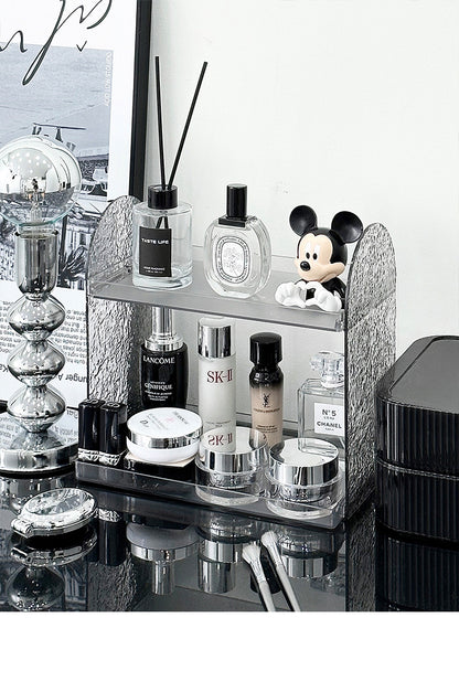 Clear Acrylic Makeup Organizer – Double-Layer Lipstick & Skincare Storage Box, Desktop Display Rack