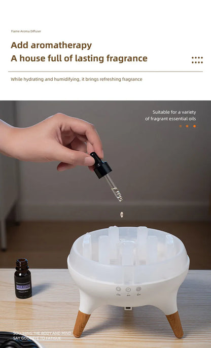 350ML Flame-Effect Jellyfish Aroma Diffuser – Dynamic Essential Oil Air Humidifier with Gradient LED Night Light for Desktop Use