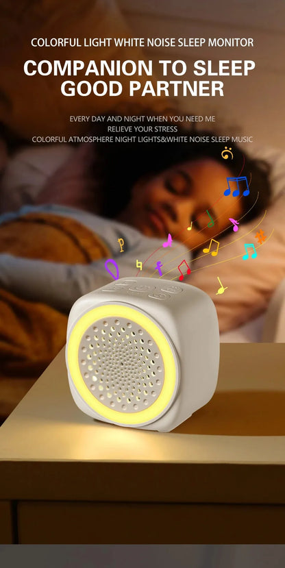 RGB Light Baby White Noise Machine with Timer, Sleep Sound Player, Night Light, USB Rechargeable - White