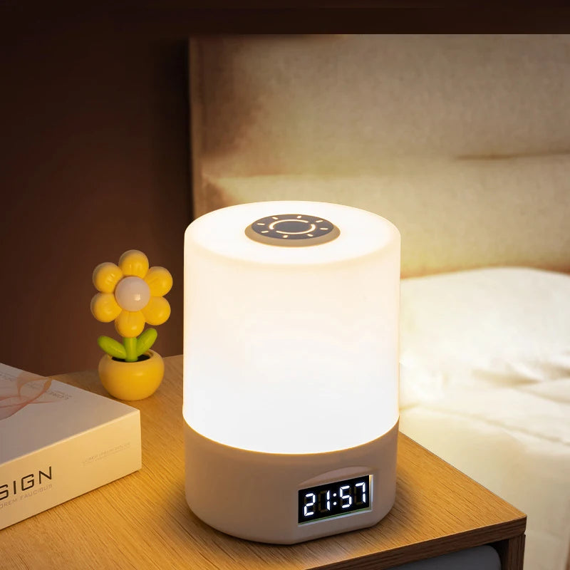 Rechargeable Portable LED Table Lamp with Clock Display, Touch Control, and Eye Protection for Bedside and Reading