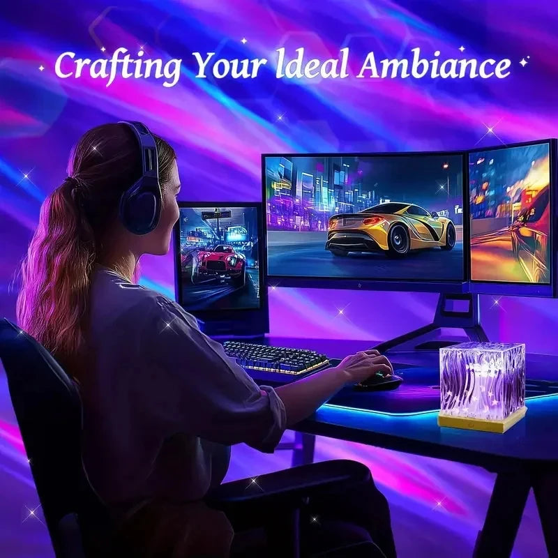 USB Galaxy Projector Night Light with Remote – LED Water Ripple Mood Lamp for Bedroom &amp; Home Decoration &nbsp;