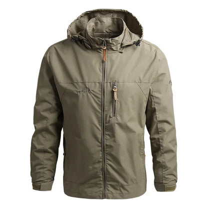 Men's Waterproof Hooded Windbreaker – Casual Outdoor Jacket for Hiking, Camping, and Fishing