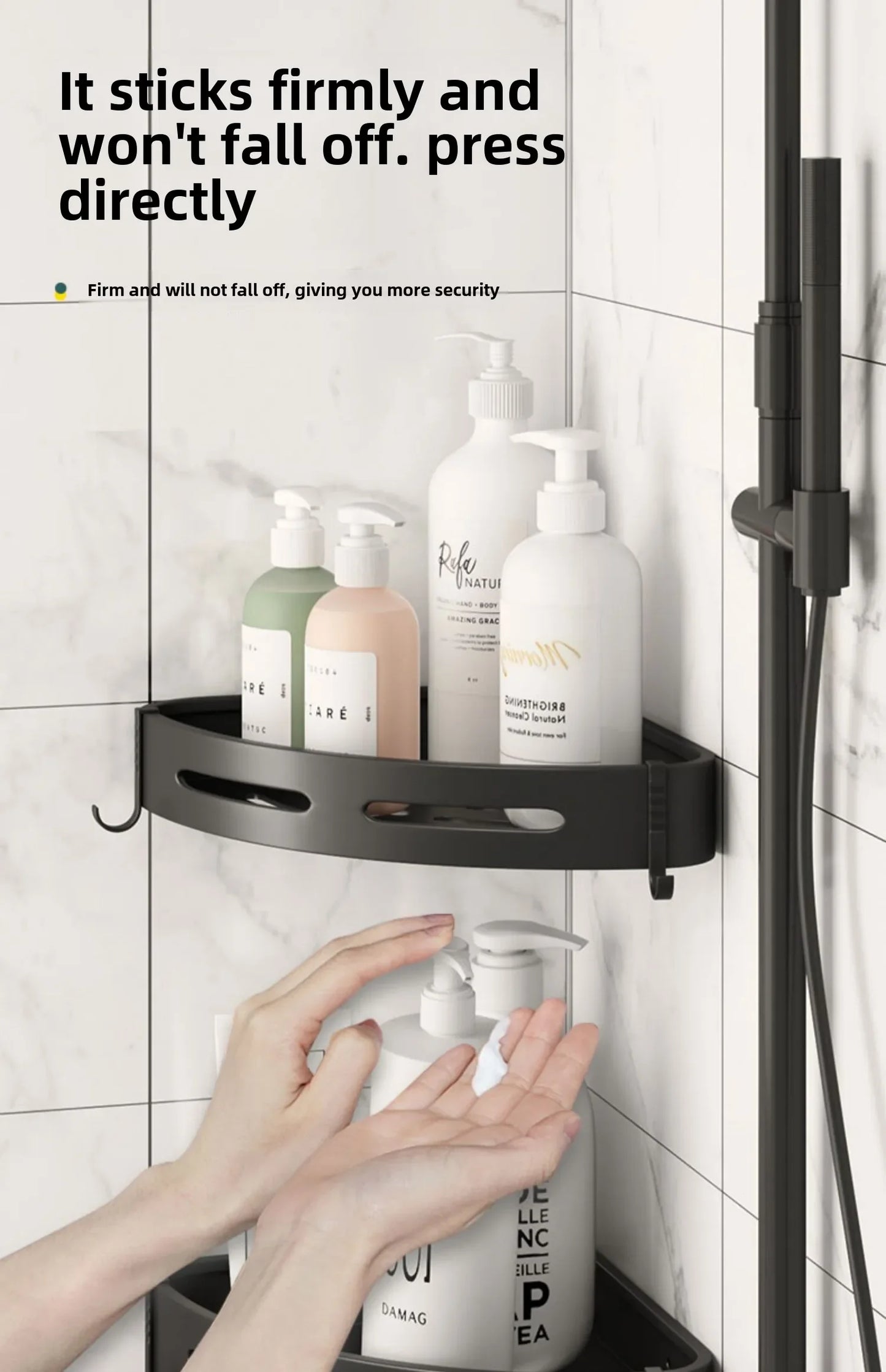 No-Drill Bathroom Organizer Shelves Kitchen Corner Rack for Shampoo, Makeup, Shower, and Towel Storage