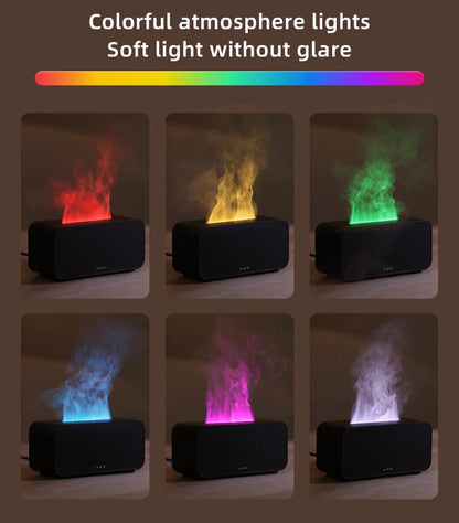 USB Flame Effect Humidifier with Aromatherapy – 7-Color LED Night Light, Low Noise, Essential Oil Diffuser for Multi-Scene Use &nbsp;