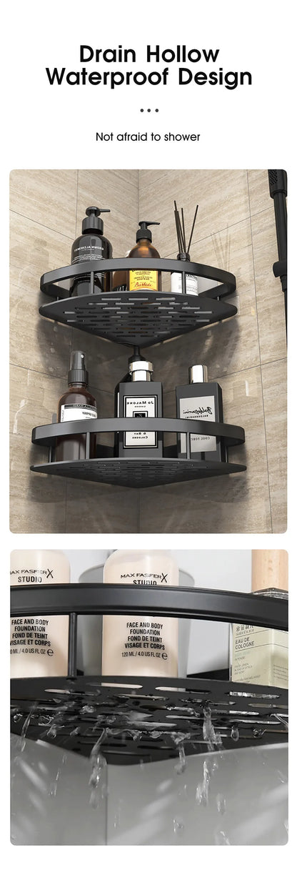 No-Drill Wall-Mounted Bathroom Shelf – Corner Shower Organizer for Shampoo, Toiletries, and Bathroom Essentials