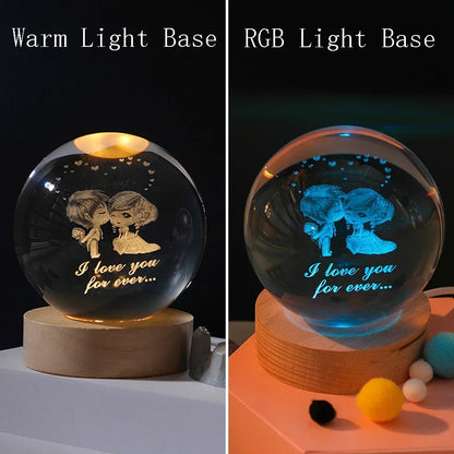 3D Laser Engraved Solar System Crystal Ball Night Light – Planet Globe Lamp for Home Décor, Astronomy Gift, Birthday Present