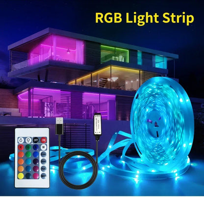 24V RGB USB LED Strip Light with 24-Key IR Remote – Flexible SMD3535 Light Strip for TV Backlighting &amp; Room Decoration