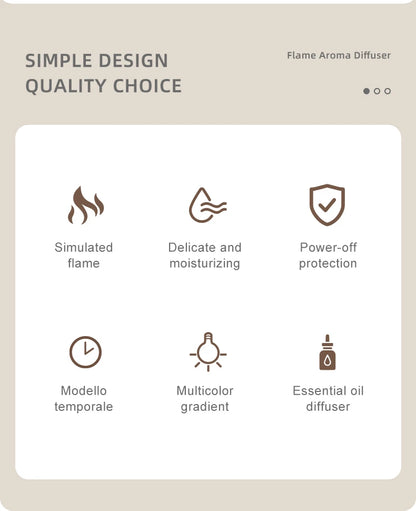 USB Flame Effect Humidifier with Aromatherapy – 7-Color LED Night Light, Low Noise, Essential Oil Diffuser for Multi-Scene Use &nbsp;