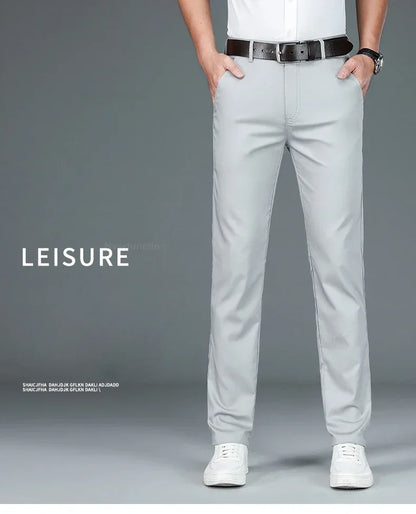 Men's Summer Bamboo Fiber Slim Fit Business Trousers – Breathable, Stylish Formal Long Pants for Casual or Office Wear