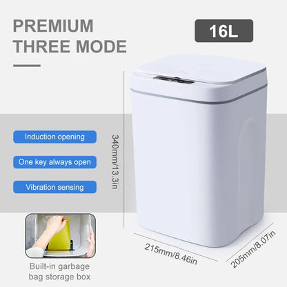 16L Smart Motion Sensor Trash Can – Touchless Automatic Garbage Bin with Lid for Kitchen &amp; Bathroom, Waterproof Electric Wastebasket