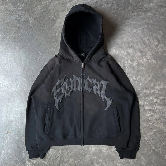 Y2K-Inspired Oversized Harajuku Sweatshirt for Women – Gothic Letter Print Hip Hop Pullover Hoodie, Casual American Streetwear Style