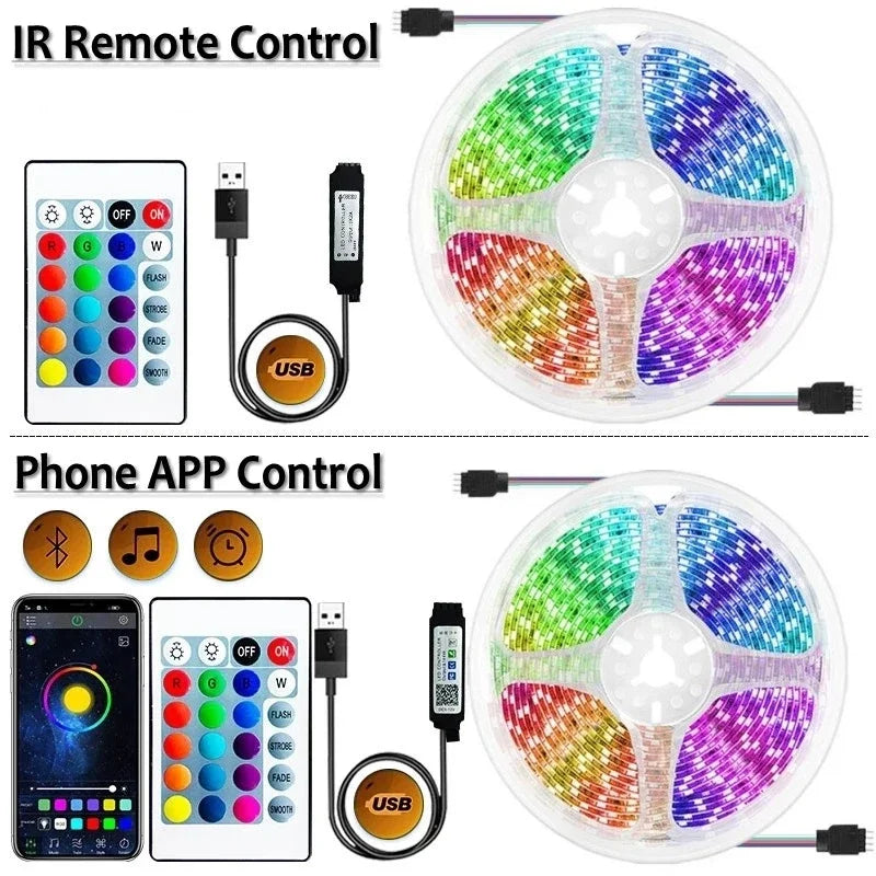 USB-Powered RGB LED Strip Light (1–30M) – 5V Flexible Color-Changing Light Tape for DIY Room &amp; Home Decor