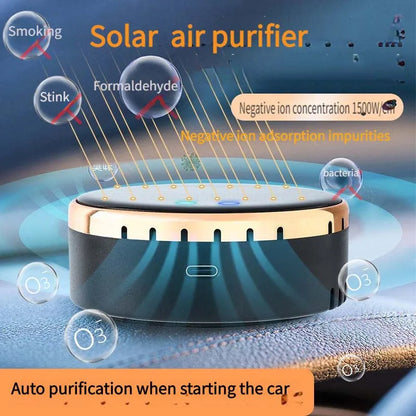 Solar-Powered USB Car Air Purifier – Compact Auto Air Freshener &amp; Odor Eliminator with Solar Charging