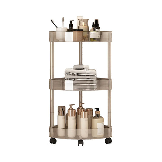 Large Capacity Acrylic Shelf Trolley – Bathroom & Kitchen Corner Storage Cart Organizer for Cosmetics and Home Essentials