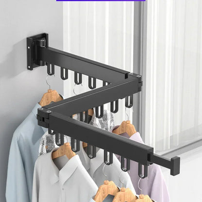 Wall-Mounted Retractable Clothes Drying Rack – Foldable Aluminum Hanger for Balcony, Laundry Room & Indoor Use