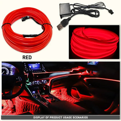 1M/3M/5M Flexible EL Neon Strip Light for Car Interior Decoration USB-Powered Ambient and Party LED Lighting for DIY Auto Styling &nbsp;