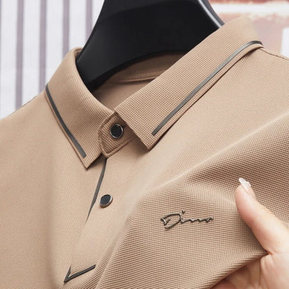 Men's Seamless Polo Shirt – Premium Cool Touch Fabric, Slim Fit Business Casual Golf Tee with Turn-Down Collar