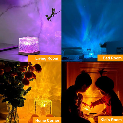 LED Ripple Galaxy Projector Night Light – USB Mood Lamp with Remote Control for Home or Room Decor