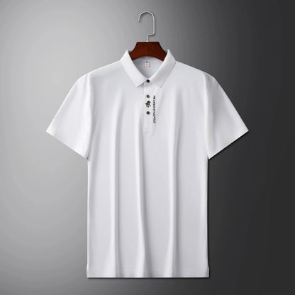 Men's Premium Printed Polo Shirt – Short Sleeve, Seamless Ice Silk, Breathable Golf & Business Casual Summer Tee