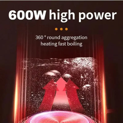 500ML Portable Electric Kettle – Stainless Steel Travel Water Boiler for Tea, Coffee, Home, Hotel &amp; Outdoor Use